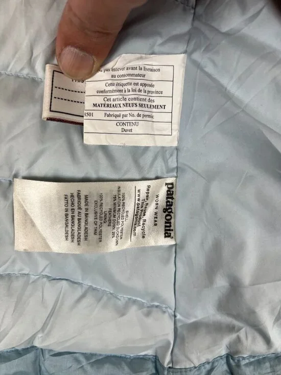 Patagonia Girls XS 5-6 Blue Down Sweater Full Zip Puffer Jacket - Picture 5 of 7